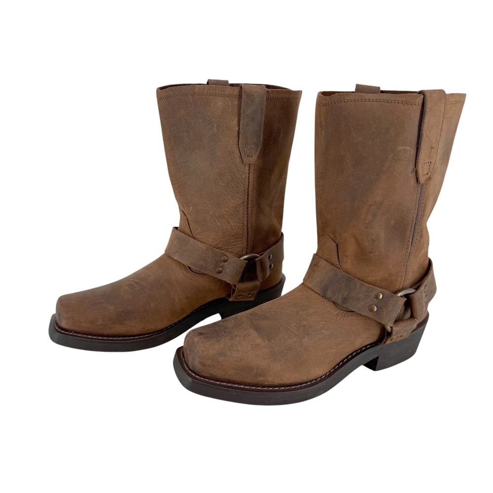 Dingo Gaucho Harness Biker Moto Boots Women 10 Square Toe Matte Brown Leather